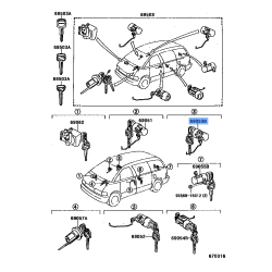 Cylinder & Key Set, Slide Door Lock, RH - Toyota Hiace (RZH103 LH103 RZH102)