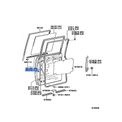 Outer Door Glass Weatherstrip Moulding - Toyota Yaris Vitz 2005-2010, Rear Left Side