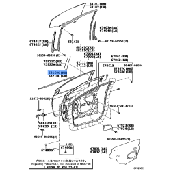 TOYOTA 68160-52150 Genuine Front Door Glass Weatherstrip Assembly Outer Right