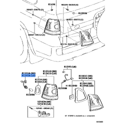 TOYOTA 81555-60820 Socket & Wire Sub-Assy, Rear Combination Lamp