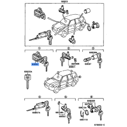 Glove Compartment Lock Cylinder & Key Set - Toyota 69056-22090
