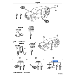 Toyota OEM Genuine Cylinder & Key Set, Spare Wheel Lock