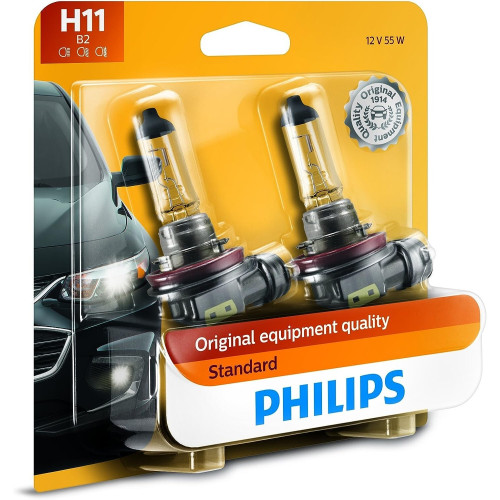 Philips H11 Standard Halogen Headlight Bulb - 2 Pack