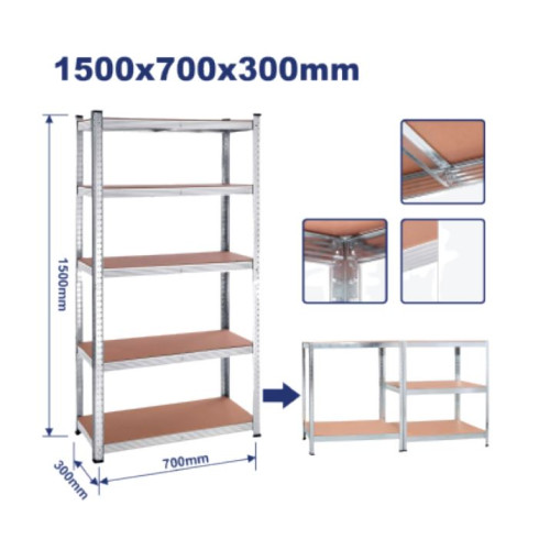 5 - TIER ADJUSTABLE STORAGE SHELVES 1500X700X300MM EMTS1A73 EMTOP
