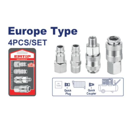 AIR COUPLER & PLUG 4PCS SET 1/4