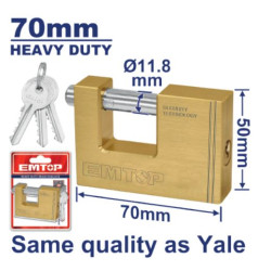 BRASS BLOCK  PADLOCK H/D 70MM EPDKH7001 EMTOP