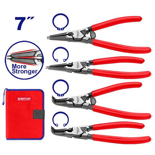 CIRCLIP PLIERS 4 PCS/SET SIZE:7''/180MM EPLSC7411 EMTOP