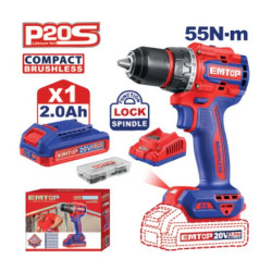 COMPACT BRUSHLESS CORDLESS DRILL . VOLTAGE:20V ECDL205582 EMTOP