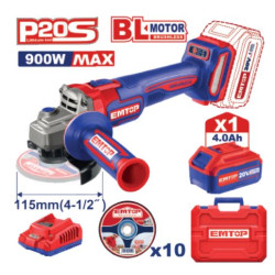 CORDLESS ANGLE GRINDER 20V SPEED 3000/6000/9000RPM M14 ELAG211541 EMTOP