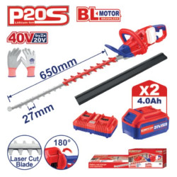 CORDLESS HEDGE TRIMMER 40V SPEED 3600SPM ELHT400282 EMTOP