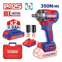CORDLESS IMPACT WRENCH 0-1600/0-1900/0-2300RPM 350NM LED ECIWL2035 EMTOP