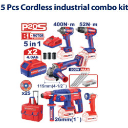 CORDLESS INDUSTRIAL 5PCS COMBO KIT 20V SPEED 0-1600/0-1900/02300RPM 400NM ECKL2058 EMTOP