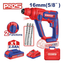 CORDLESS ROTARY HAMMER 20V SPEED 0-850RPM LED ELRH201681 EMTOP