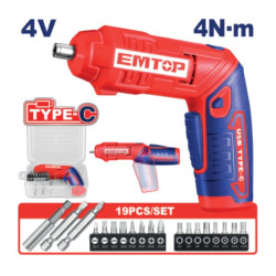 CORDLESS SCREWDRIVER 4V SPEED 240RPM 4N.M ECSR0408 EMTOP