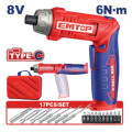 CORDLESS SCRWDRIVER 8V SPEED:220RPM 6NM ECSR0803 EMTOP