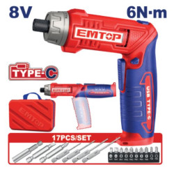 CORDLESS SCRWDRIVER 8V SPEED:220RPM 6NM ECSR0803 EMTOP