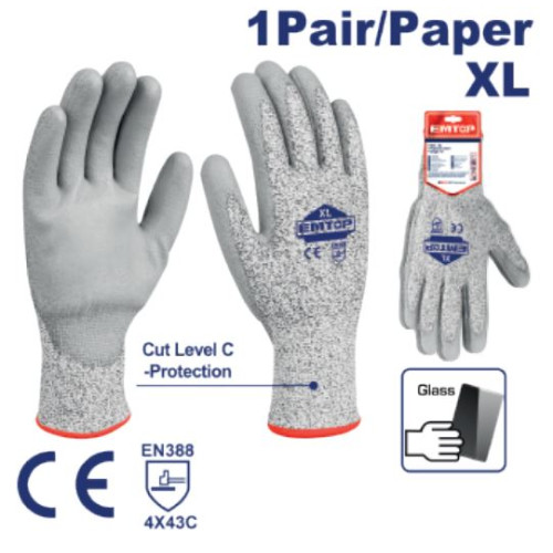 CUT-RESISTANT GLOVES XL EPGV0301 EMTOP