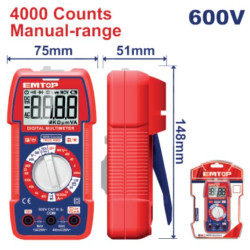 DIGITAL MULTIMETER DISPLAY:TRUR RMS 4000 COUNTS  DC CURRENT:40mA/400mA /10A EDMR536002 EMTOP