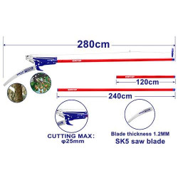 EXTENDABLE POLE SAW & PRUNER MAX CUTTING DIAMETER:25MM LENGTH:2.4MM EPSR252804 EMTOP
