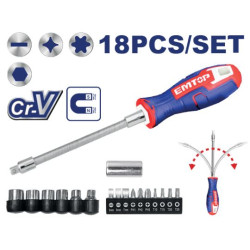 FLEXIBLE SHAFT SCREWDRIVER 18 PCS/SET ESSTFL1802 EMTOP