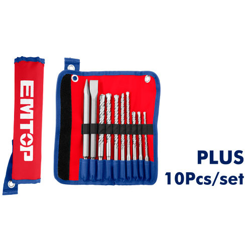 HAMMER DRILL BITS &CHISELS 10PCS SET EHDR12101 EMTOP