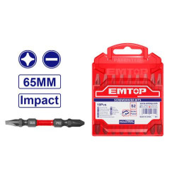 IMPACT SCREWDRIVER BITS 65MM,10PCS/SET PH2+SL6.0*1.0 ESBTMHL133 EMTOP