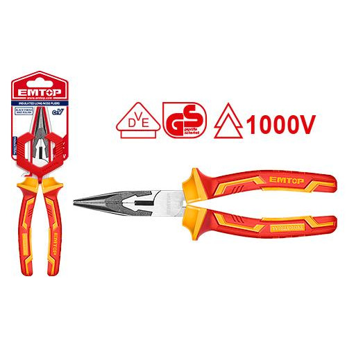 INSULATED LONG NOSE PLIERS SIZE:6''/160MM EPLRL0631 EMTOP