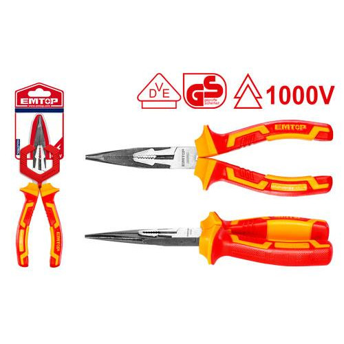 INSULATED LONG NOSE PLIERS SIZE:8''/200MM EPLRL0831 EMTOP