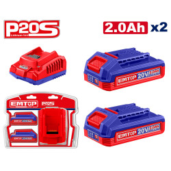 LITHIUM-ION BATTERY AND CHARGER KIT P20S 20V ELBCPK1222 EMTOP