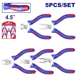 MINI PLIERS 5PCS/SET SIZE:4.5'' EPLSM0511 EMTOP
