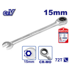 RATCHET SPANNER 15MM ECSPAR151  EMTOP