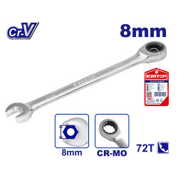 RATCHET SPANNER 8MM ECSPAR081 EMTOP