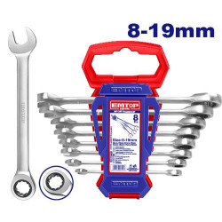 RATCHET SPANNER SET 8PCS/SET ECSS10802 EMTOP