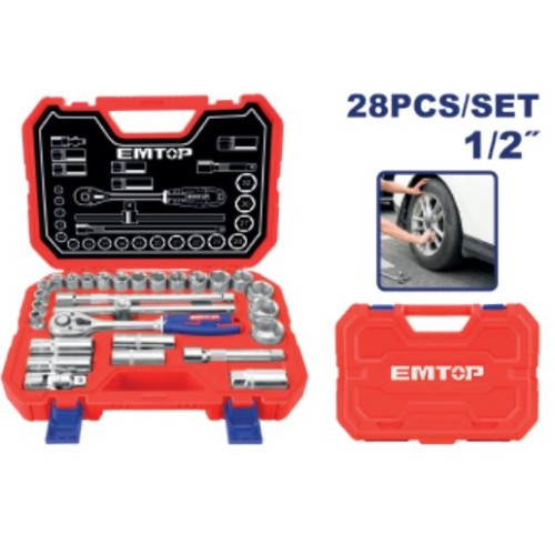SOCKET SET 1/2'' 28PCS/SET ESKT12281 EMTOP