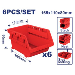 STORAGE BINS 6PCS/SET EACH BIN SIZE:165X110X80MM EMTB8336 EMTOP