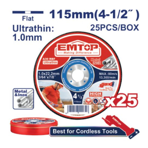 ULTRA-THIN METAL CUTTING DISC SET (115) EACD11011525 EMTOP