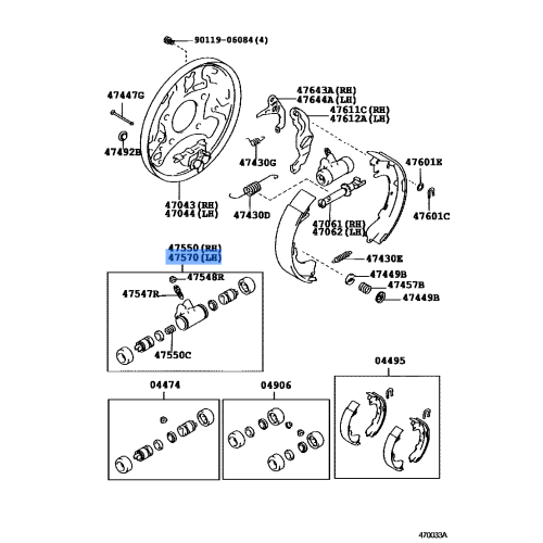 Rear Wheel Brake Cylinder Assembly (LH, Front or Upper) - Toyota DYNA/TOYOACE
