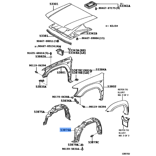 TOYOTA 53806-53070 Genuine Shield Sub-Assembly, Fender Splash, Front Left Hand