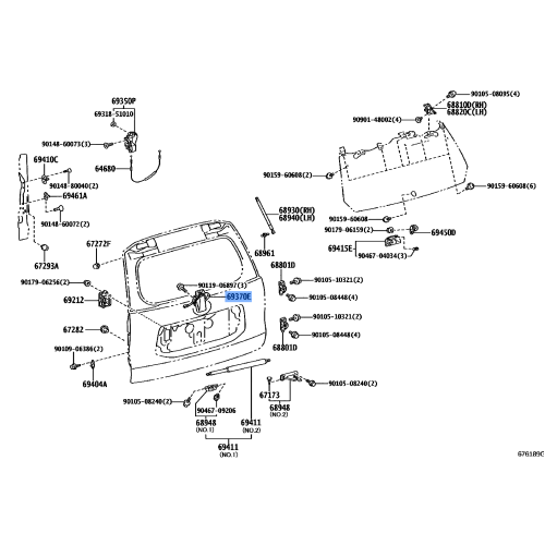 Toyota OEM Lock Assy, Back Window 69370-60020