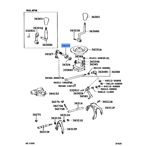 Toyota Transfer Shift Lever Boot 36331-60040