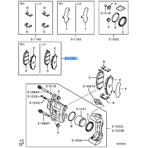 Mitsubishi Genuine 4605A261 Front Brake Pads Fits Lancer