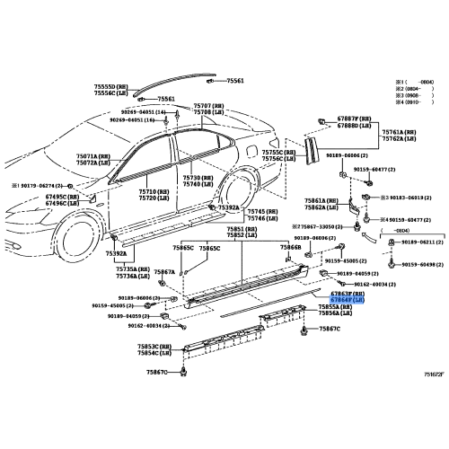 Toyota Front Door Weatherstrip - #6786433020 - OEM