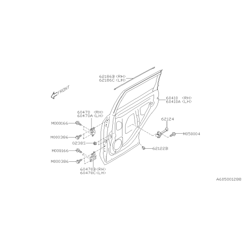 SUBARU 62186SJ020 Genuine Upper Molding - Right Rear Door