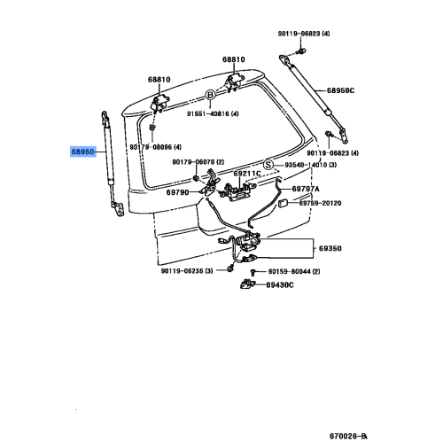 Toyota Genuine Stay Assy, Back Door, LH 68960-28305