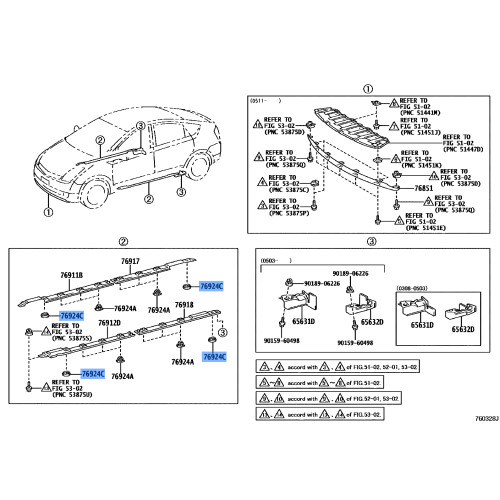 Toyota Thresholds Skirt Side Trim Hole Plug Cap 76924-52021