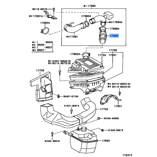 Engine Air Intake Hose - Toyota 4Runner 3.4L 1999-2000
