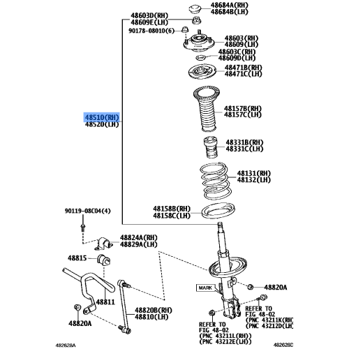 Toyota Absorber Assy, Shock, Front RH 48510-80386