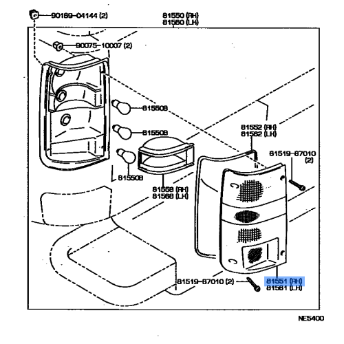 Clear Rear Tail Light Lens RH Right Fits Toyota Pickup Truck 89-95