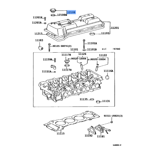 Toyota OEM Oil Filler Cap Sub-Assembly 12180-21021