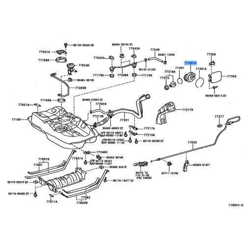 Fuel Tank Filler Pipe Shield - Toyota 77291-33100